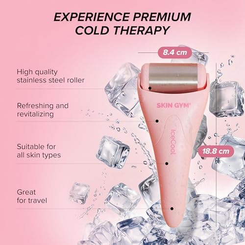 SKIN GYM IceCool Stainless Steel Ice Roller for Face | Cryo Facial Ice Roller for Puffiness & Redness Relief | Cold Face Roller to Tighten Pores & Soothe Skin - Image 4