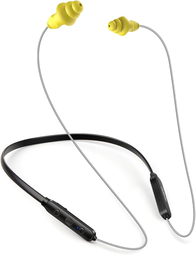 Bluetooth Work Headphones, OSHA-Compliant, 27dB NRR, 24H Playtime | Noise-Reduction Safety Earbuds | Bluetooth 5.4, 100 ft | aptX HD | Soft 3-Flange Silicone Ear Tips | Gray-Yellow by HomeSpot