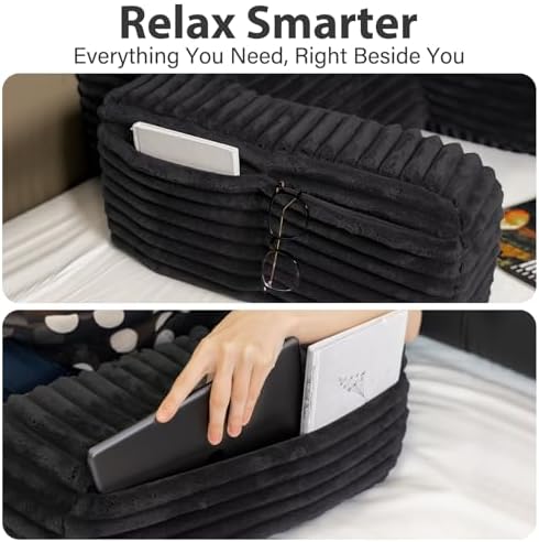 ENITYA 24" XXL Back Pillow for Bed Sitting Up with Armrests & Big Pockets - Image 6
