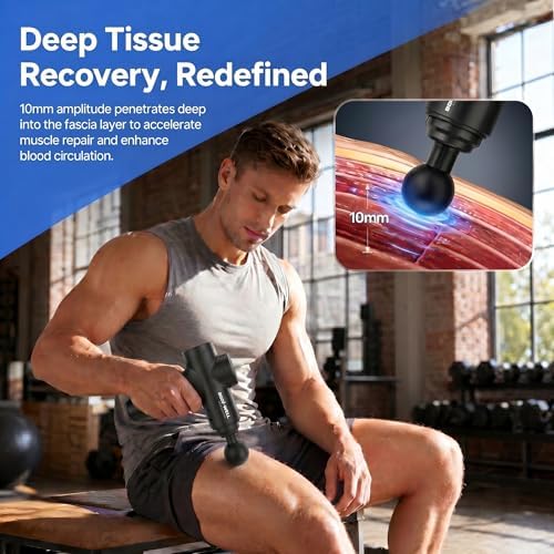 Massage Gun Deep Tissue - Back Muscle Massager w/High Torque Motor for Back Pain, Shoulder, Neck, Body, 4 Heads All Muscles Recover & Massage - Image 4