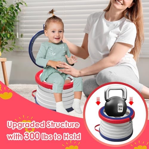 Portable Potty for Toddlers, Foldable Travel Potty with 5-Second Fold, Splash-Proof, Standalone Emergency Toilet with 3 Roll Waste Bags, Road Trips, Camping, Car, Outdoor (Red-blue) - Image 7
