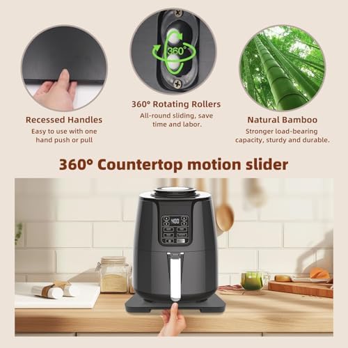 360° Rolling Tray Bamboo Appliance Slider for Kitchen Appliances - Image 4