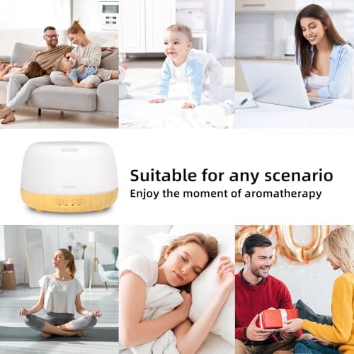 SEEDSEEL 300ML Essential Oil Diffuser,Quiet 8 Hours Operation, 7-Color LED Light, 4 Timer, Remote Control, Aromatherapy Diffuser Auto-Off, for Bedroom, Living Room, Office, Home - Image 5