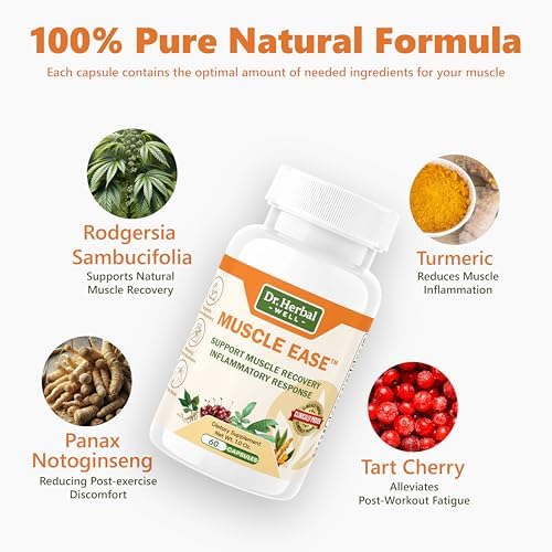 DR.HERBAL WELL Muscle Ease - Joint, Muscle & Nerve Support Fast Acting Relax Comfort Recovery Natural Herbal Supplement - (60 Capsules) MAX-Strength - Image 3
