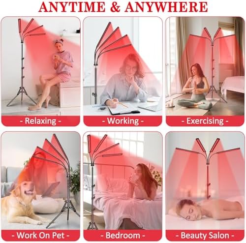 4-Head Red Light Therapy Lamp, 200 LEDs with Adjustable Stand - Image 5