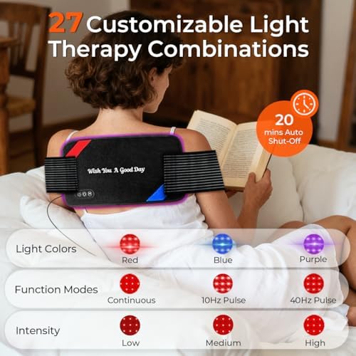Red Light Therapy Pad for Body, 90 LEDs with Wearable Infrared & Blue Light - Image 6