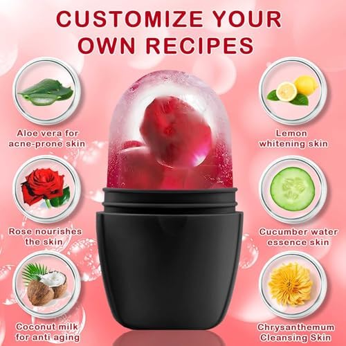 XHJRI Ice Face Roller Massager,Ice Cube Roller for Face, Eyes and Neck Naturally Conditioning and Skin Care,De-Puff Eye Bags,Reduce Migraine Pain,Reusable Massage Silicone Ice Mold (New Black) - Image 4