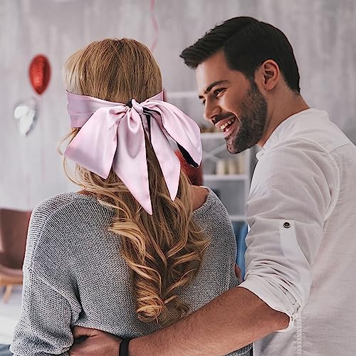FRESHME Satin Sleep Eye Mask - Comfortable Eye Blindfold for Sleeping Women Men Valentine's Day Gift Soft Adjustable Breathable Eye Mask Side Sleeper Night Travel Pure Black and Pink 160cm/63in - Image 2