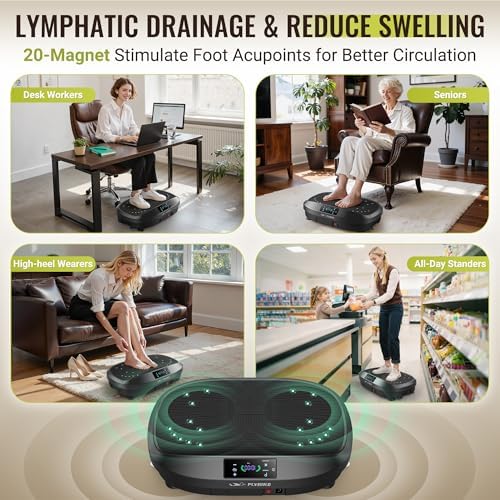 FLYBIRD Vibration Plate Exercise Machine for Lymphatic Drainage, Adjustable Levels Full Body Workout, Curved Vibration Plate with Powerful Motor for Weight Loss Fat Burner, Home Fitness Equipment - Image 6