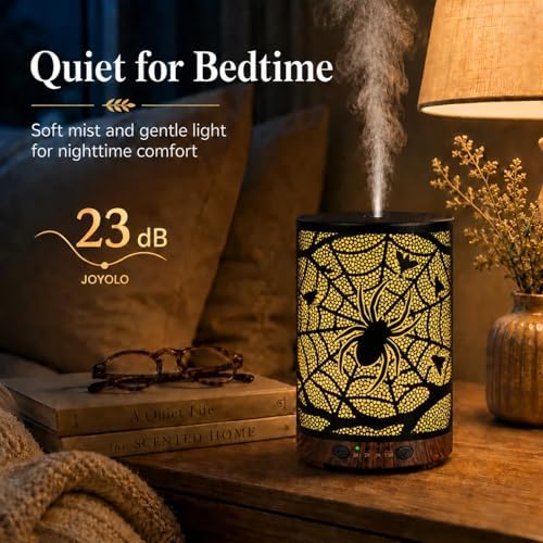 Essential Oil Diffuser 120ML Metal Aromatherapy Diffuser with Timer, Cool Mist Humidifier with Auto Shut-Off & 7 Color Lights for Home Office Spa (Spider Web) - Image 4