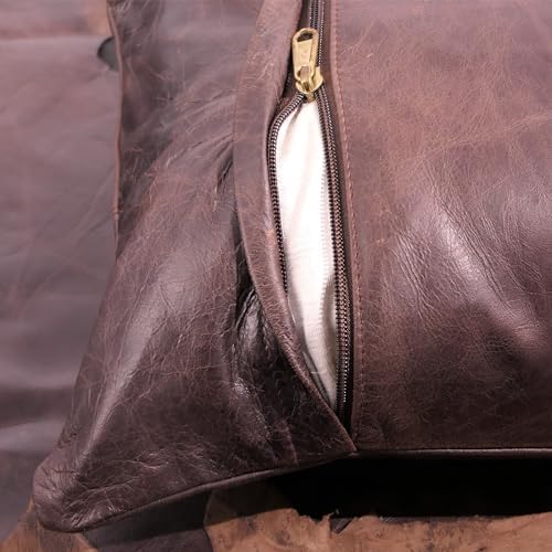 LL LEATHER LOVERS 100% Lambskin Leather Pillow Cover - Sofa Cushion Case - Decorative Throw Covers for Living Room & Bedroom, Dark Brown Pack of 2-22X30 Inch - Image 7