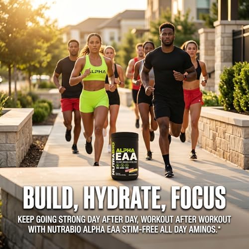 NutraBio Alpha EAA - All-Day Amino Acids for Muscle Growth and Hydration - Essential Amino Acids with Nootropics & Adaptogens- Full Spectrum EAA BCAA Powder - 30 Servings - Strawberry Lemon - Image 5