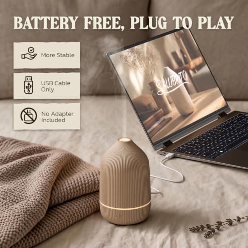 Essential Oil Diffuser, 100ml Aromatherapy Diffuser, Mini Ultrasonic Diffuser for Essential Oil, Home, Office, Cool Mist Humidifier with 7 Led Light, Auto Shut-Off, Brown - Image 5