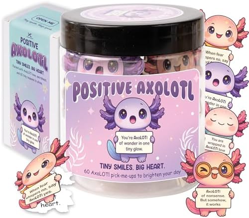 Positive Axolotl Jar – Cute Axolotl Gifts for Teens, Tweens, Daughter, Students – Back to School Gift for Kids, Granddaughter, Niece – Gifts for Teenage Girls, Tween Girls Trendy Stuff by KATINAT