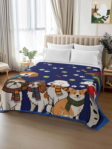 Queen Flat Sheet Scarf Dog Flat Sheets Only Soft Breathable Microfiber Bedding Top Sheets Luxury Hotel Quality Puppy Animal Paw Print Tennis Ball Blue Queen Bed Sheet for All Season Bedroom Dorm Decor - Image 2