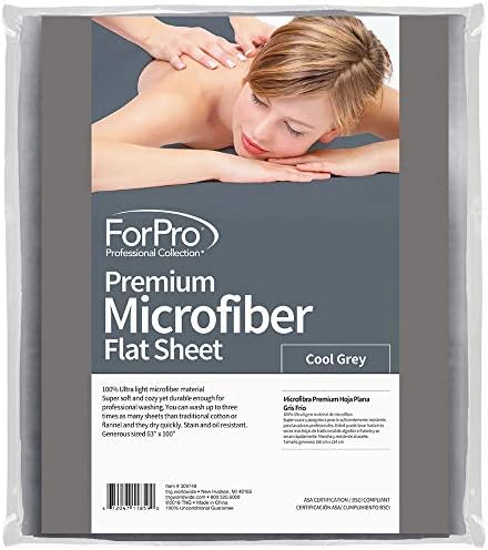 ForPro Premium Microfiber Massage Flat Sheet, 100"L x 63"W, Cool Grey by ForProProfessionalCollection