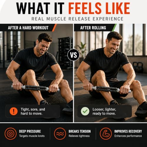 Muscle Roller Stick for Deep Muscle Recovery, Double Row Massage Roller - Image 4