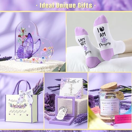13PCS Christian Gifts for Women Faith,Self Care Package Get Well Soon,Lavender Relaxing Spa Care Package Mothers Day Baskets for Her Mom Friend Sister Wife Valentine's Day Gift, Birthday Gifts - Image 7