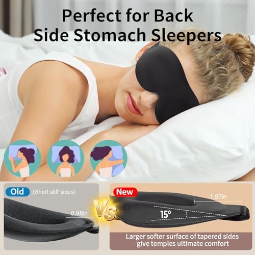 NEWVANGA Sleep Mask for Back and Side Sleeper, Travel Eye Cover, Black - Image 3
