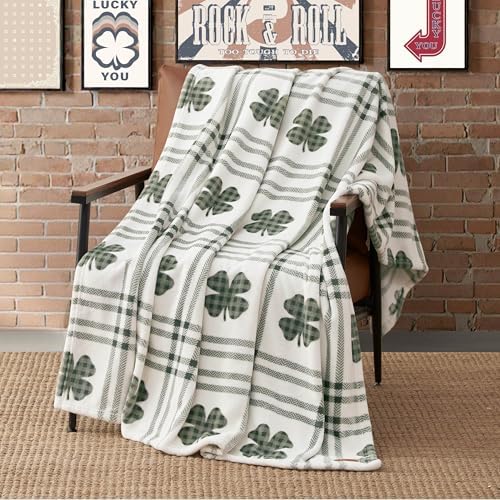 Lucky Brand 50" x 70" Plush Throw Blanket, Clover Gingham Plaid Sage Green Blanket for Sofa or Bed - Image 3