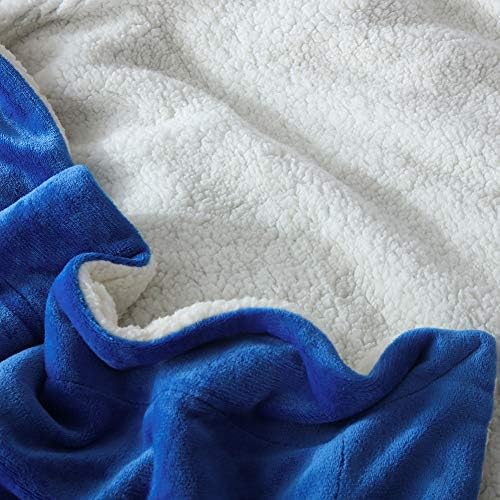 NANPIPER Bed Blanket Reversible Sherpa Flannel Blanket Super Soft Fuzzy Plush Fleece Microfiber (90"x90" Princess Blue) Queen - Image 5