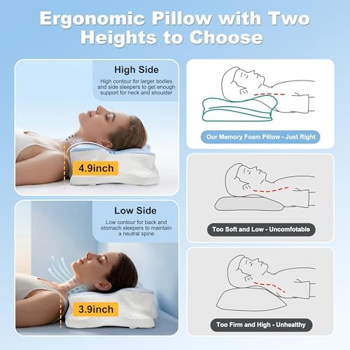 VYLEE Cervical Neck Pillow, Memory Foam Contour Pillow (White) - Image 6