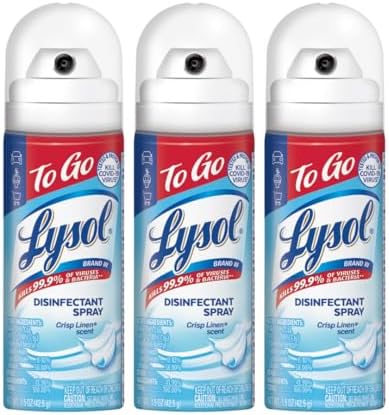 Lysol Disinfectant Spray To Go, Crisp Linen, 1.5 Ounce (Pack of 3) by Lysol