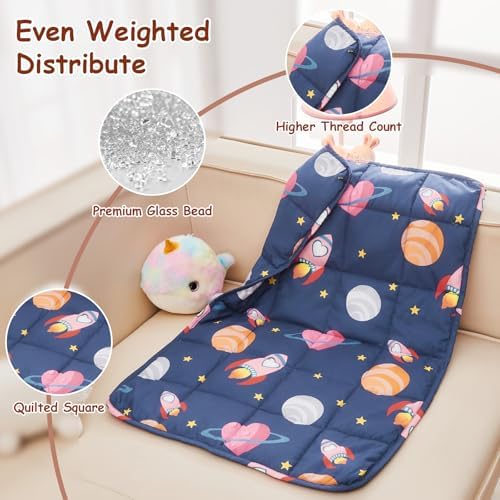 yescool Weighted Lap Pad 2 Pounds Weighted Lap Blanket, Space Plane Small Weighted Blanket, Weighted Throw Blanket Gifts for Travel Indoor Outdoor, 20"x30" - Image 7