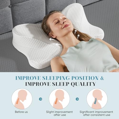 Sweetcrispy Cervical Pillow for Neck and Shoulder - Ergonomic Memory Foam Pillows, Contour Side Sleeper for Adults, Cooling Orthopedic Neck Support for Back Stomach Sleepers, White - Image 5