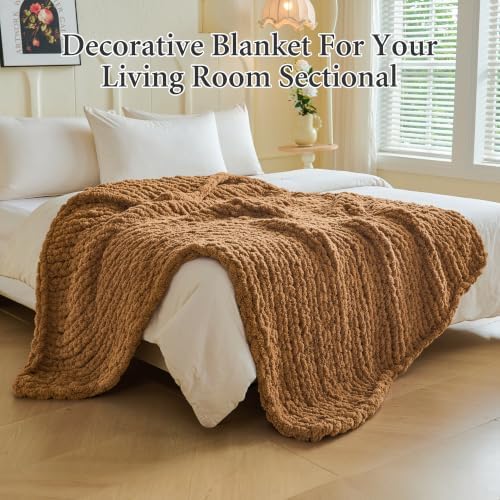 Chunky Knit Blanket Throw for Couch, 51"x63" Chunky Yarn Knitted Blankets - Image 4