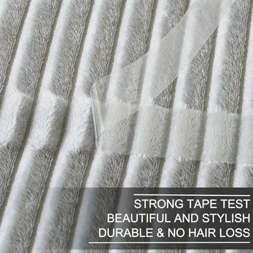Richave Cuddly Queen Size Blanket, Premium Lightweight Anti-Static Fluffy Fleece Blanket with Striped Pattern, 90x90 Inches, Ash Grey - Image 5