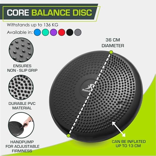 ProsourceFit Core Balance Disc, Inflatable Wobble Cushion with Hand Pump, Dual-Textured Non-Slip Surface for Core, Balance, and Stability Training, 14-inch - Image 2