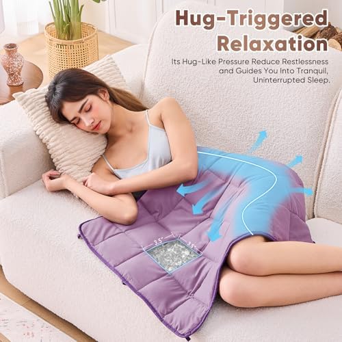 Weighted Blanket for Adults 5lbs, 24"x29", Cooling Heavy Throw Blanket, Microfiber Soft Big Blankets Weighted Comforter, Purple - Image 3