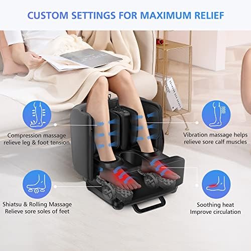 COMFIER 2 in 1 Foot Massager Machine, Shiatsu Foot and Calf Massager with Heat,Kneading,Vibration,Compression Massagers for Feet,Ankle,Leg,Tired Muscles & Plantar Fasciitis,Gift for Men Women - Image 2
