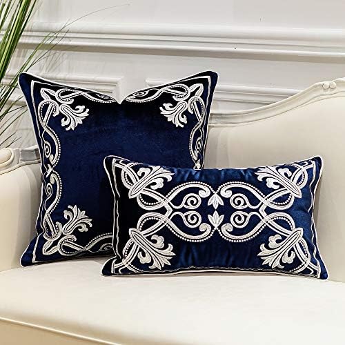 Avigers Lumbar Pillow Cover 12 x 20 Inch, Blue, Velvet, Hidden Zipper - Image 7