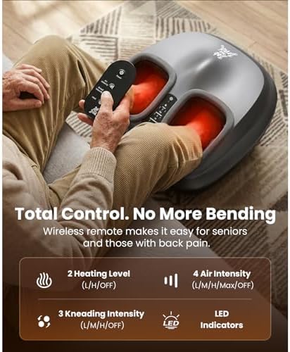 BOB and Brad Lite Foot Massager FSA Eligible HSA, Birthday Gifts for Women Men, Shiatsu Foot Massager with Heat for Neuropathy & Plantar Fasciitis Relief, Electric Deep Kneading Feet Massager Machine - Image 6