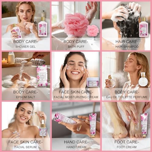 27 Pcs Spa Day Gifts Basket for Women, Camellia Magnolia Bath and Body Gift - Image 5