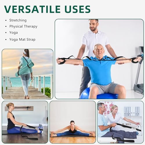 Abiarst Stretching Strap Yoga Straps for Physical Therapy, 10 Loops Non-Elastic Stretch Band for Pilates, Flexibility, Exercise and Gymnastics - Image 6