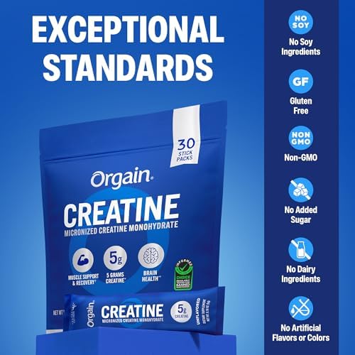 Orgain 5g Creatine Monohydrate Micronized Powder, Unflavored, 30 Sticks - Image 3
