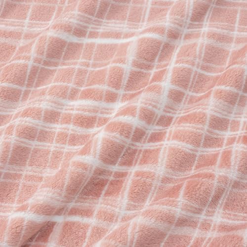 Berkshire Blanket-Classic Heavyweight Soft Printed VelvetLoft® Plush Blanket, Full/Queen Size Soft Fuzzy Warm Blanket for Couch Sofa Bed, Watercolor Plaid Blush, 90in x 90in - Image 7