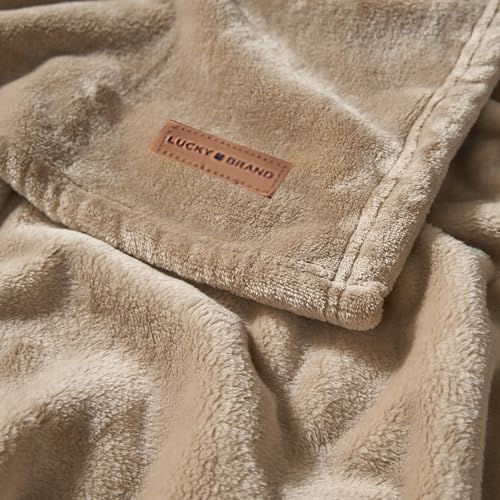 Lucky Brand Solid Plush 50"x70" Throw Blanket, Doe Brown - Soft, Cozy, and Timeless Comfort - Image 3