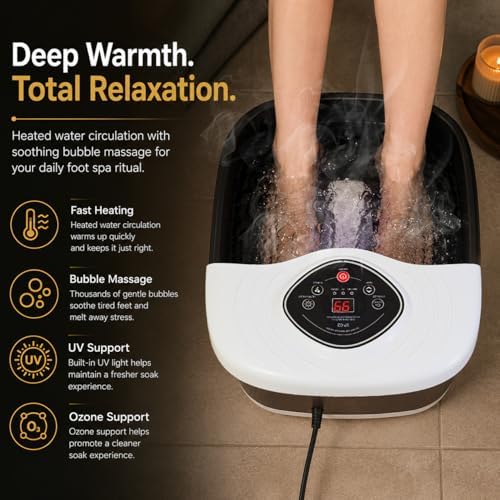 Foot Spa Bath Massager with Heat, UV Ozone & Oxygen Bubbles, Shiatsu Rollers Epsom Salt Temperature Control, Relieves Stress and Feet Pain - Home Pedicure Soaking Tub Gift for Women/Men - Image 3