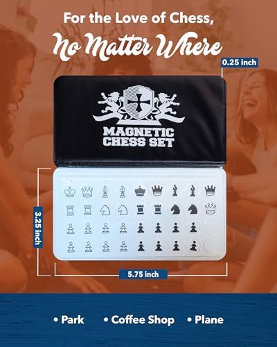 WE Games Mini Magnetic Travel Chess Set – 6-Inch Foldable Board with Durable Vinyl Pieces & Extra Queens– Indoor & Outdoor Magnetic Chess Game - White Logo (Pack of 2) - Image 6