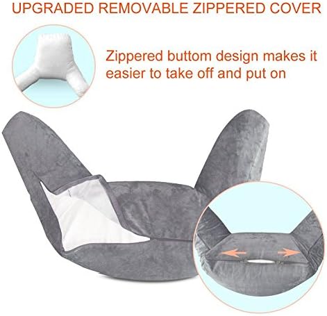 Reading Pillow for Sitting in Bed Adult, Bed Rest Sitting Pillow with Arms, Removable Velvet Cover, Relaxing/Gaming/Lounge/tv Pillow - Image 4