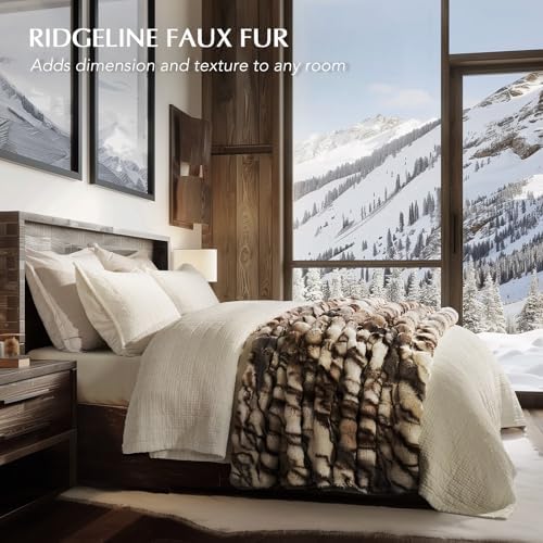 EverGrace Faux Rabbit Fur Bubble Throw Blanket, 60"x80", Beige & Gray - Image 2