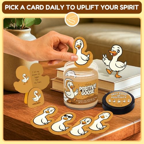 STOFINITY Positive Goose Jar, 60 Affirmation Cards and Wood Stand - Image 4