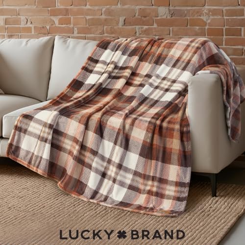 Lucky Brand Longshot Plaid Cocoa Spice Plush Throw Fondue Fudge 50 x 70 in - Image 4