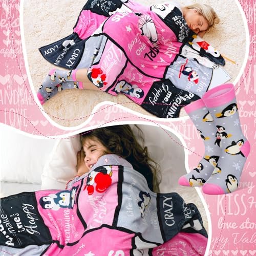 HunnmingRe 3 Pcs Penguin Gifts Set Blanket Tumbler Socks for Women - Image 5