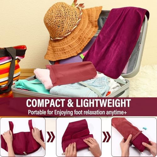 FillTouch 12 Pcs 15L Foldable Foot Soaking Tub Kit Portable Foot Bath Tub for Soaking Feet with Towel and Storage Bag Soak Spa Bucket for Travel Camping (Claret) - Image 6