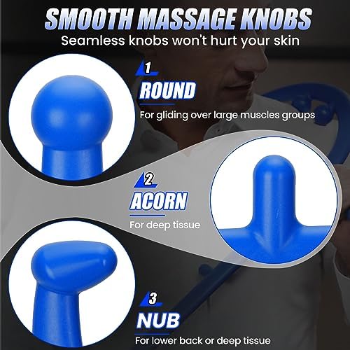 Trigger Point Massage Cane, Deep Tissue Full Body Back Neck Shoulder Self Massage Tool for Muscle Knots, Ergonomic Therapy Cane for Hard-to-Reach Areas, Lightweight Portable, FSA-HSA-Eligible, Blue - Image 2